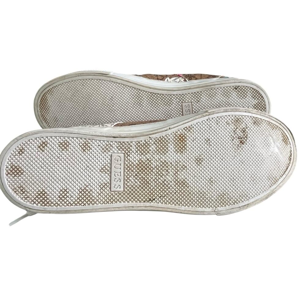Guess Loven Sneakers Women's Size 9.5 M Casual Lace-up Logo Brown Pink Floral - Picture 11 of 15